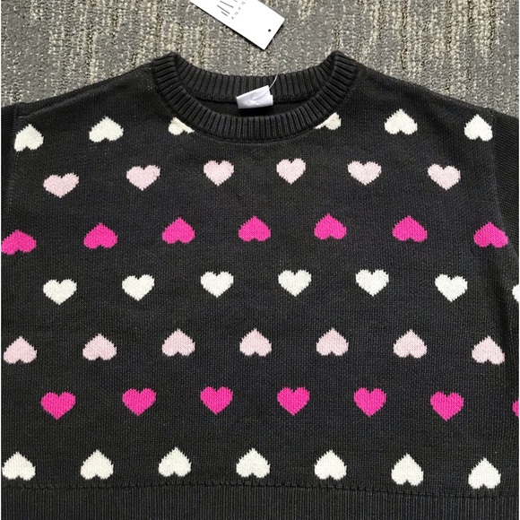 Gap Toddler Girl Gray and Pink Heart Pattern Crew Neck Sweater Size 3T NWT - Picture 3 of 9